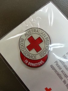 Hari Iyer 10 Blood Donation pin Red Cross